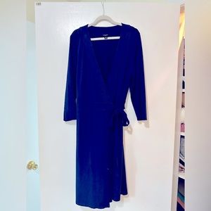 Ann Taylor long sleeve blue wrap dress